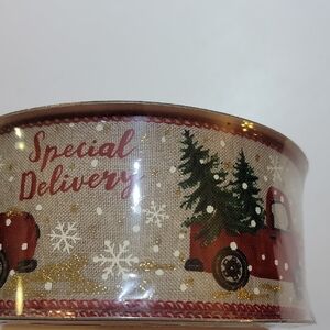 Special Delivery Holiday Ribbon - Red and Gold